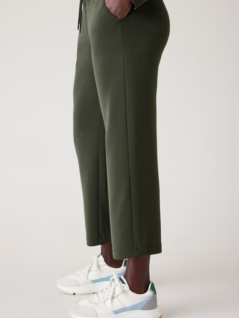 Athleta Olive Cropped Wide-Leg Sweatpants
